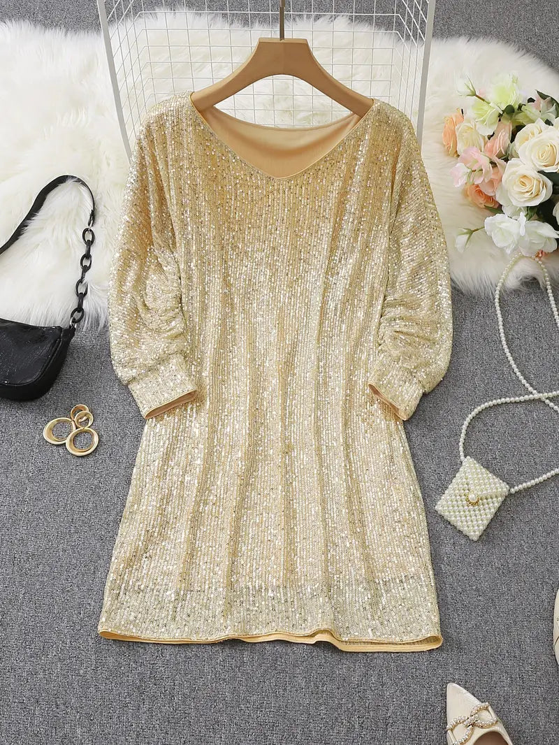 Isla - Contrast Sequin Dress