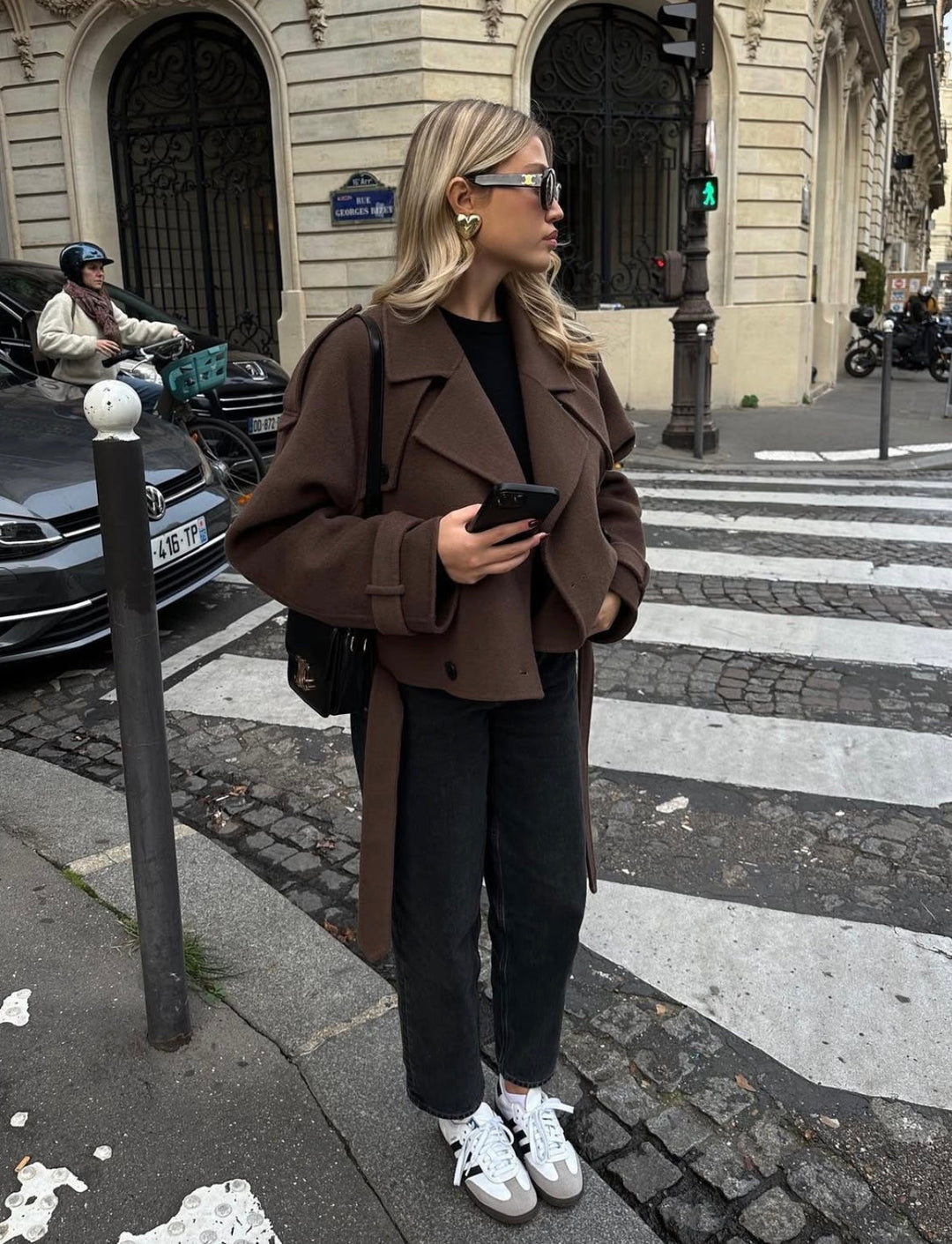 Sophia | Elegant Cropped Belted Wool Coat