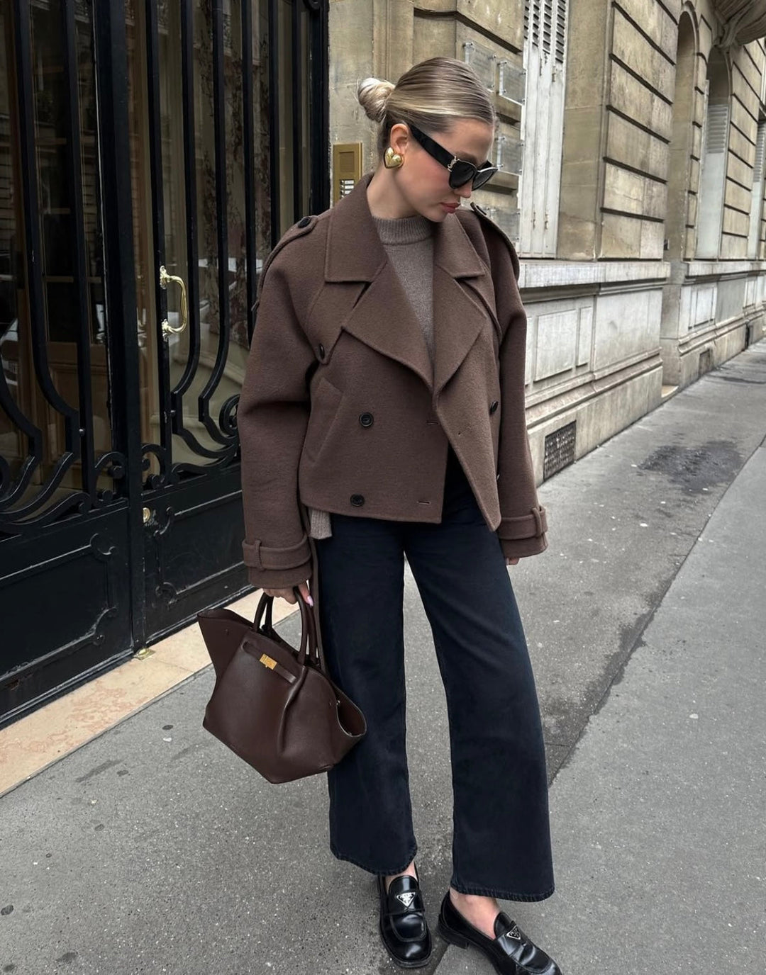 Sophia | Elegant Cropped Belted Wool Coat