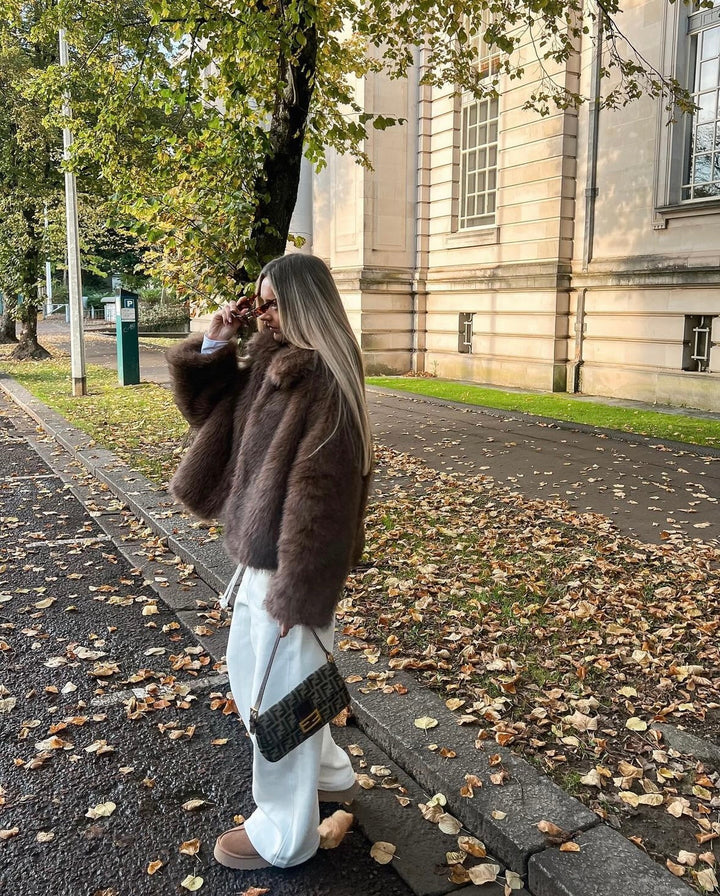 Imogen | Cropped Oversized Faux Fur Coat