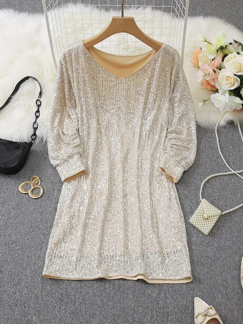 Isla - Contrast Sequin Dress