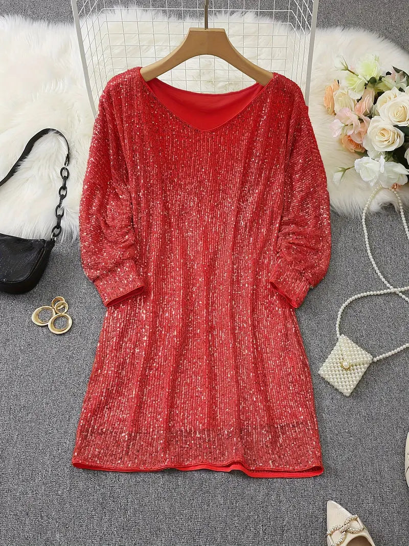 Isla - Contrast Sequin Dress