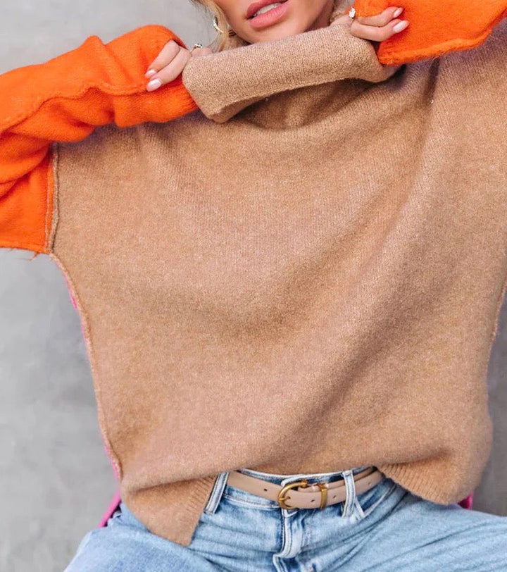 Amelia | Cozy Winter Colorblock Turtleneck Sweater