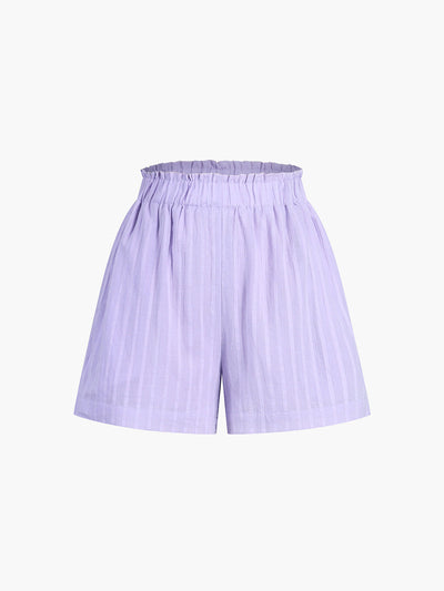 Pure Cotton Pinstripe Long-Sleeve Shorts Set