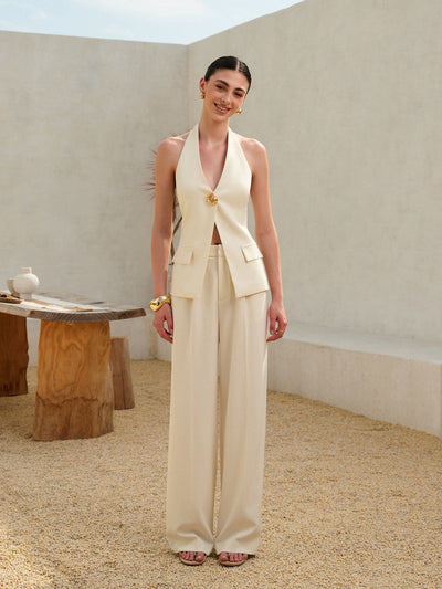 Halter Neck Buttoned Vest