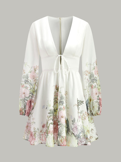 Floral Print Tie-Front Dress