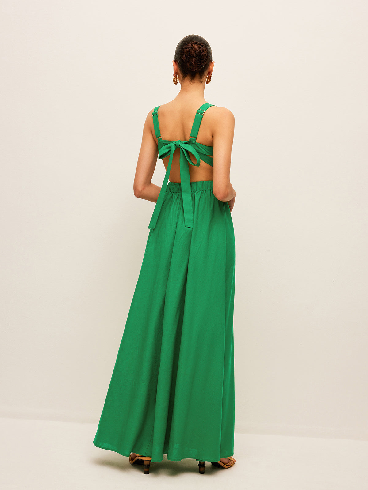 Cotton & Linen Back Tie Detail Dress