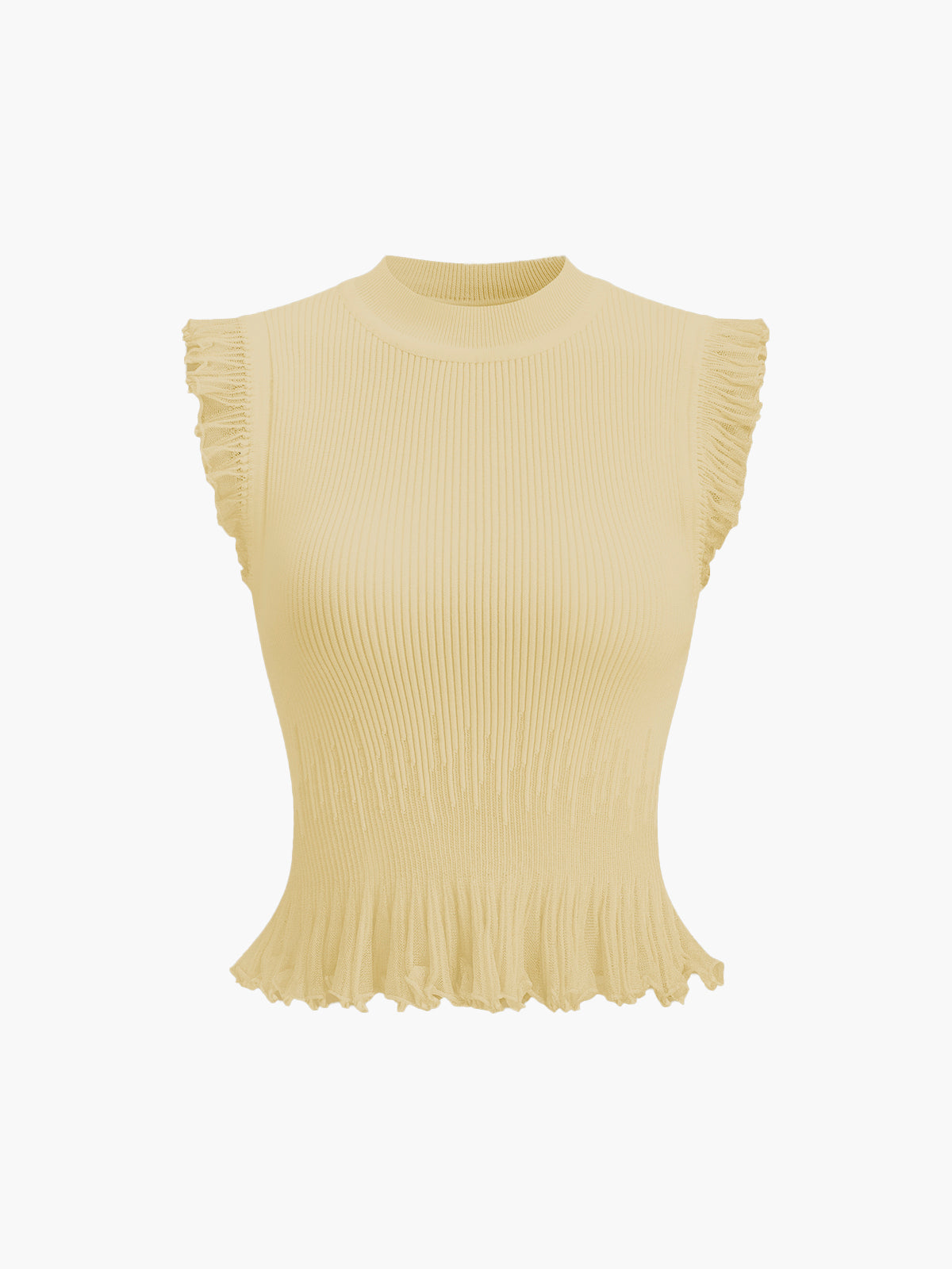 Ribbed Knit Ruffle Top