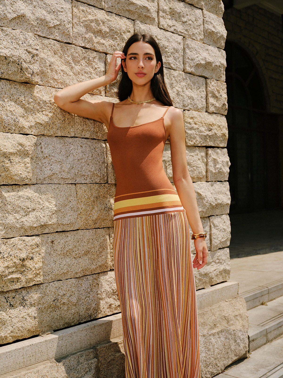 Striped Knit Cami Dress