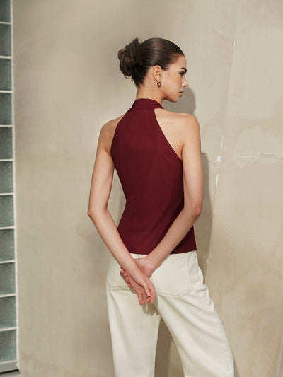 Halter Neck Knotted Front Top
