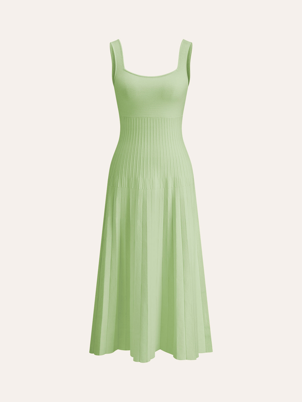 Square-Neck Ribbed Knit Dress