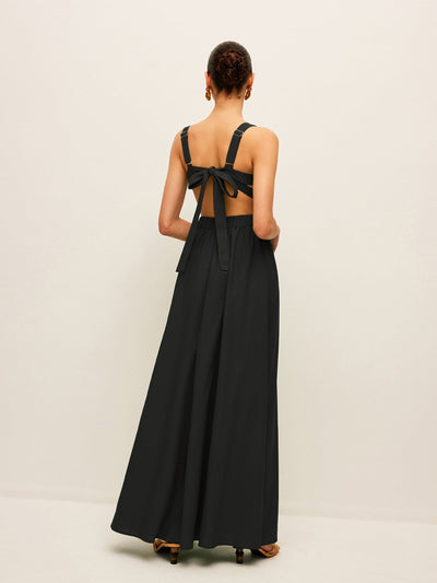 Cotton & Linen Back Tie Detail Dress
