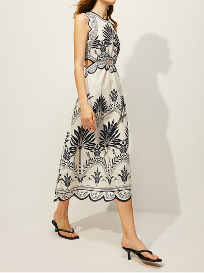 Boho Floral Cut-Out Dress