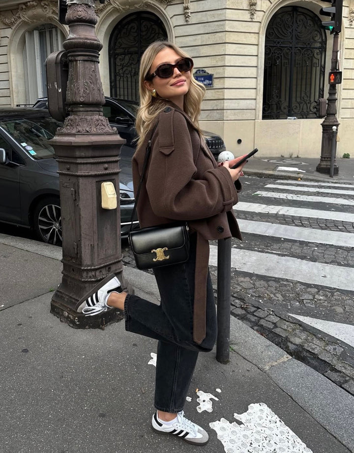 Sophia | Elegant Cropped Belted Wool Coat