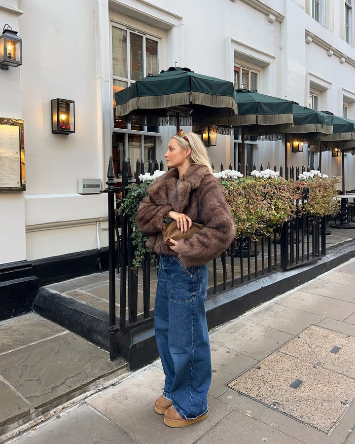 Imogen | Cropped Oversized Faux Fur Coat