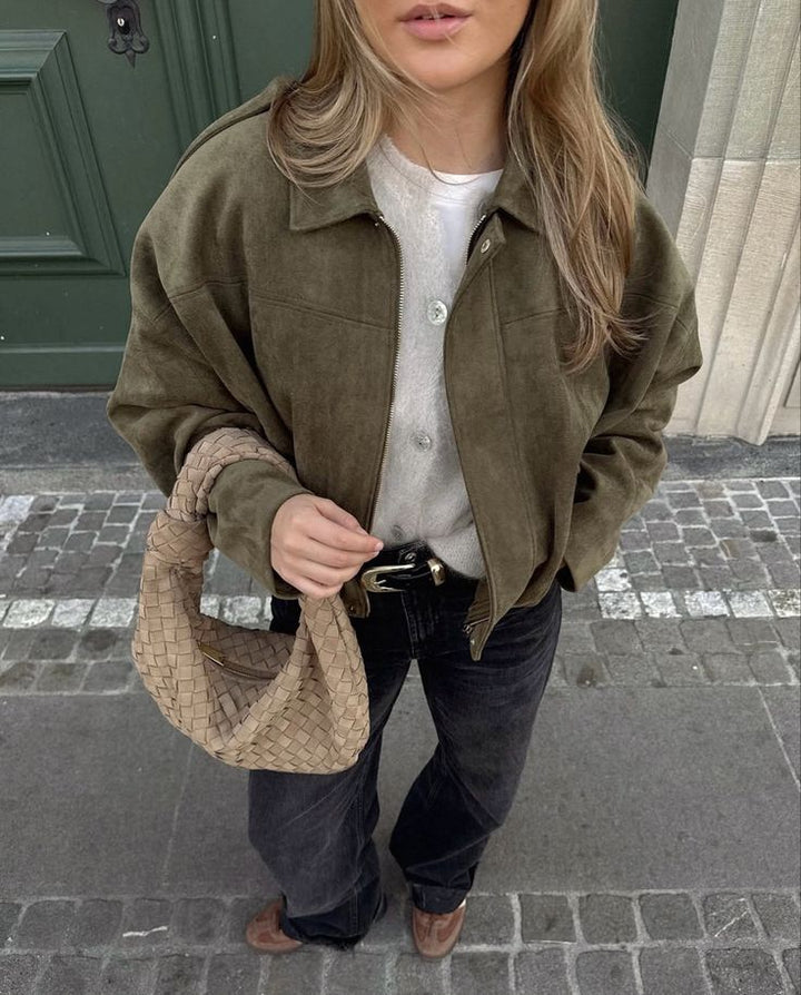 Amelia | Suede Textured Pilot Jacket