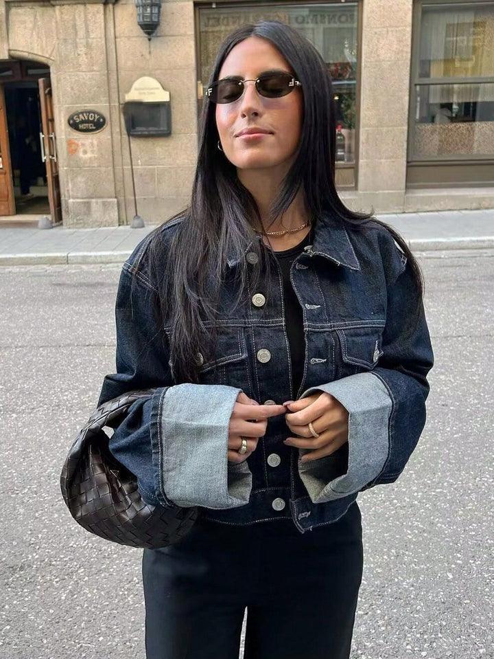 Lucy | Cropped Denim Button-Up Jacket