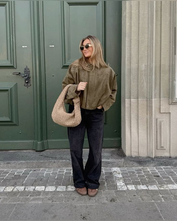 Amelia | Suede Textured Pilot Jacket