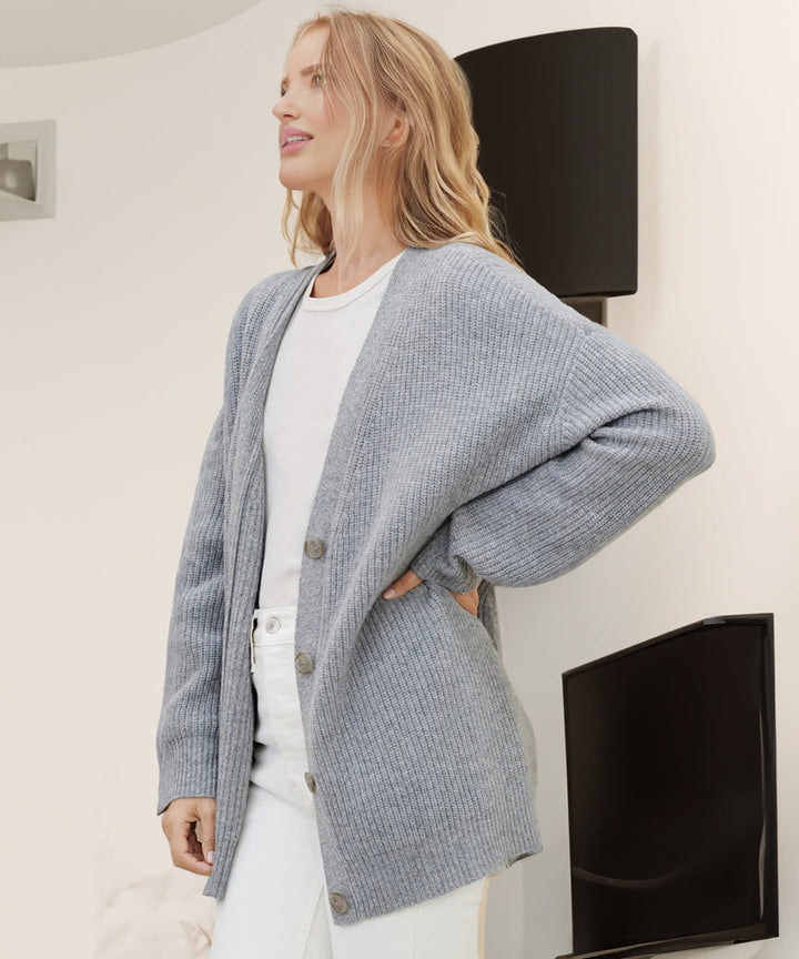 Joanna | Women's Ribbed Button-Down Cardigan in Plus Size