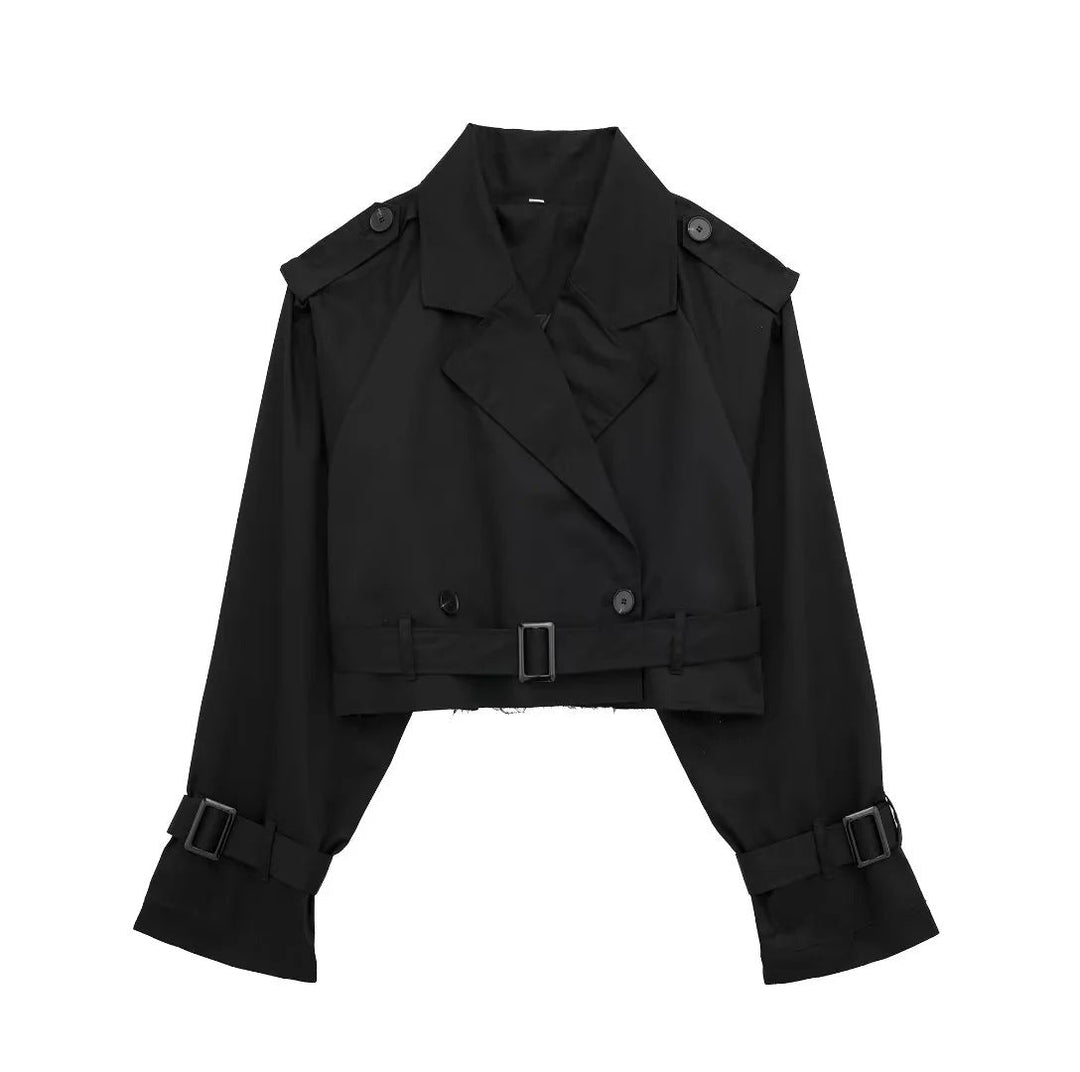 Esme | Cropped Belted Trench Coat