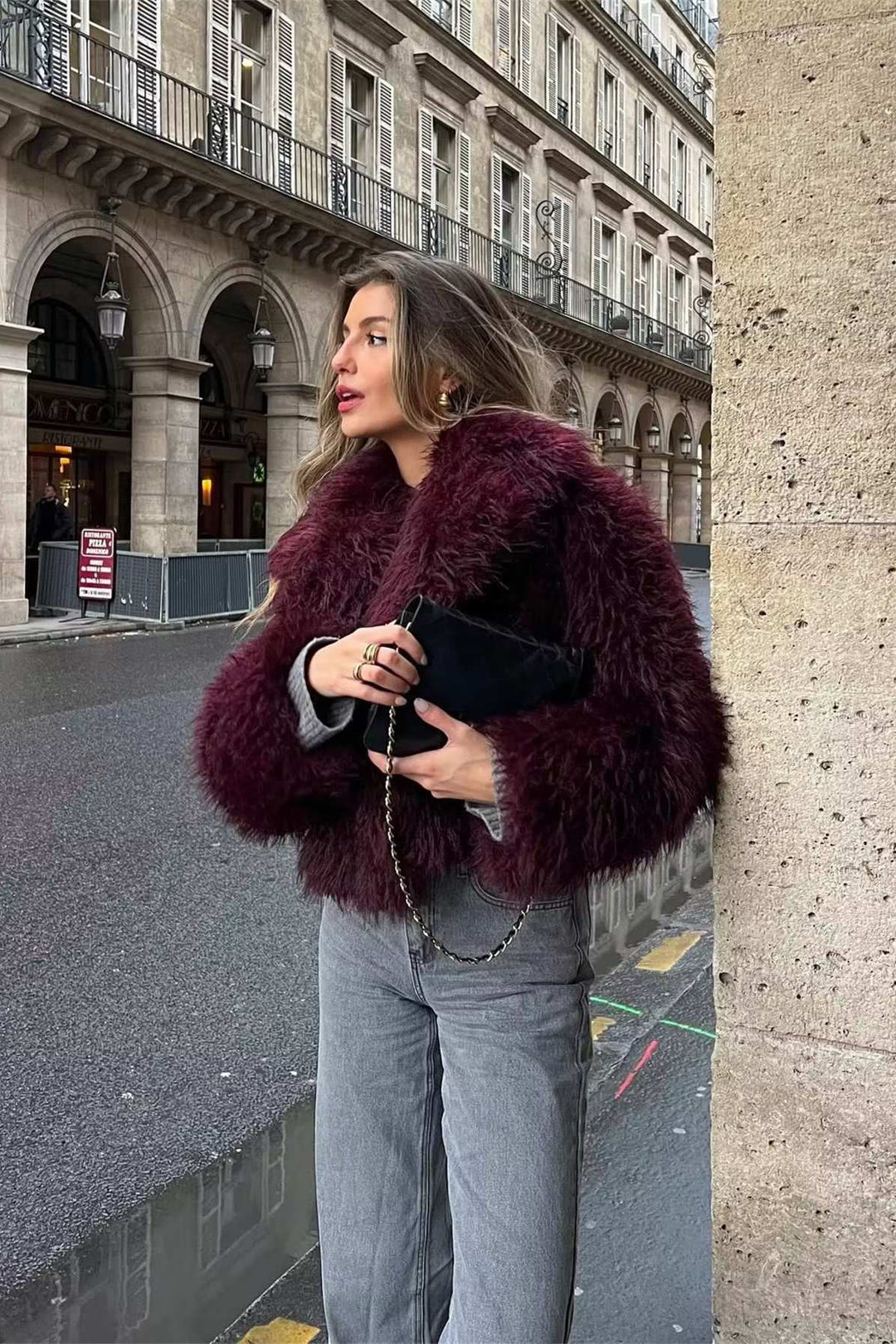 Florence | Cropped Fluffy Jacket with Notch Lapel