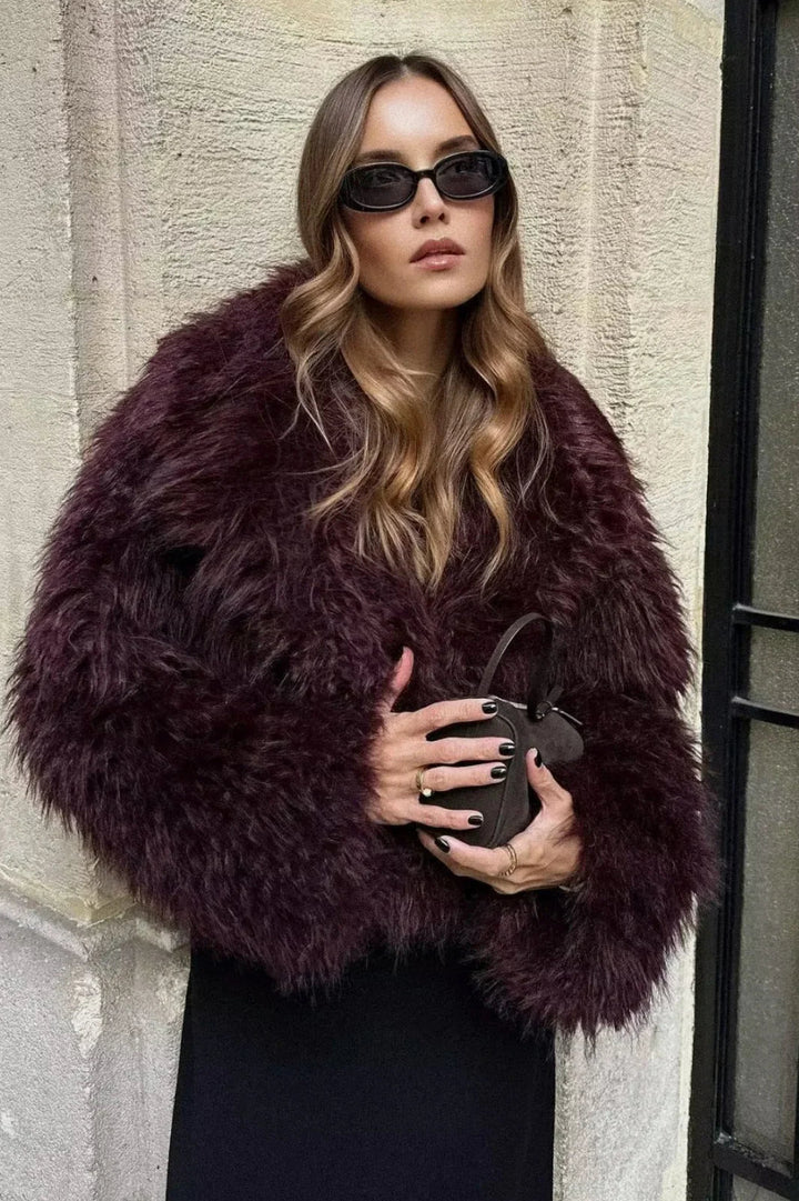 Florence | Cropped Fluffy Jacket with Notch Lapel