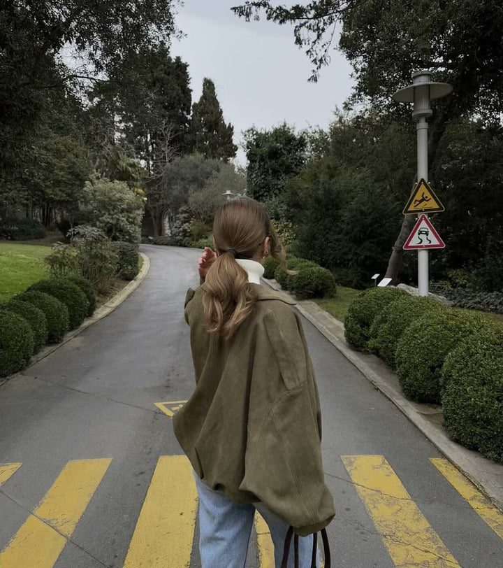 Amelia | Suede Textured Pilot Jacket