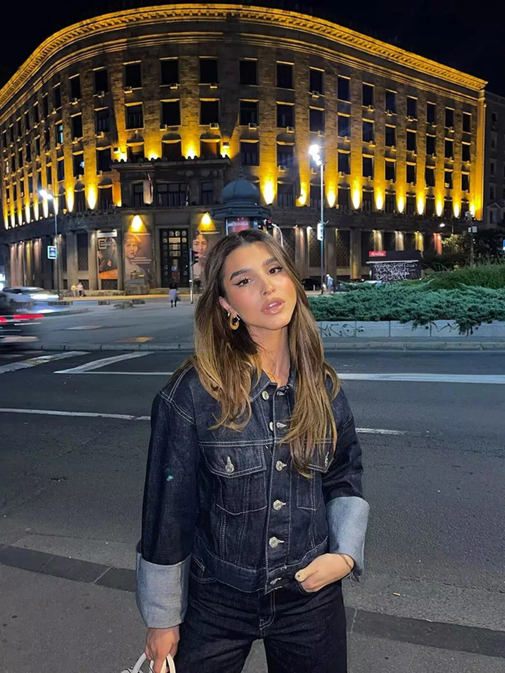 Lucy | Cropped Denim Button-Up Jacket