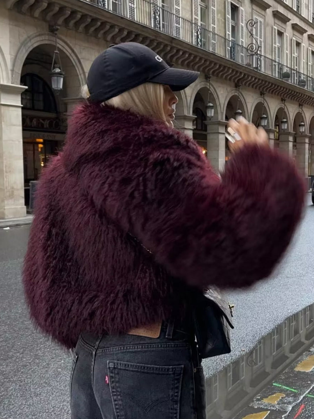 Florence | Cropped Fluffy Jacket with Notch Lapel