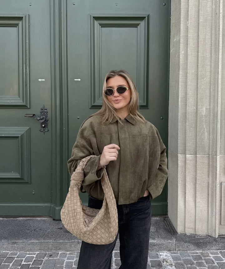 Amelia | Suede Textured Pilot Jacket