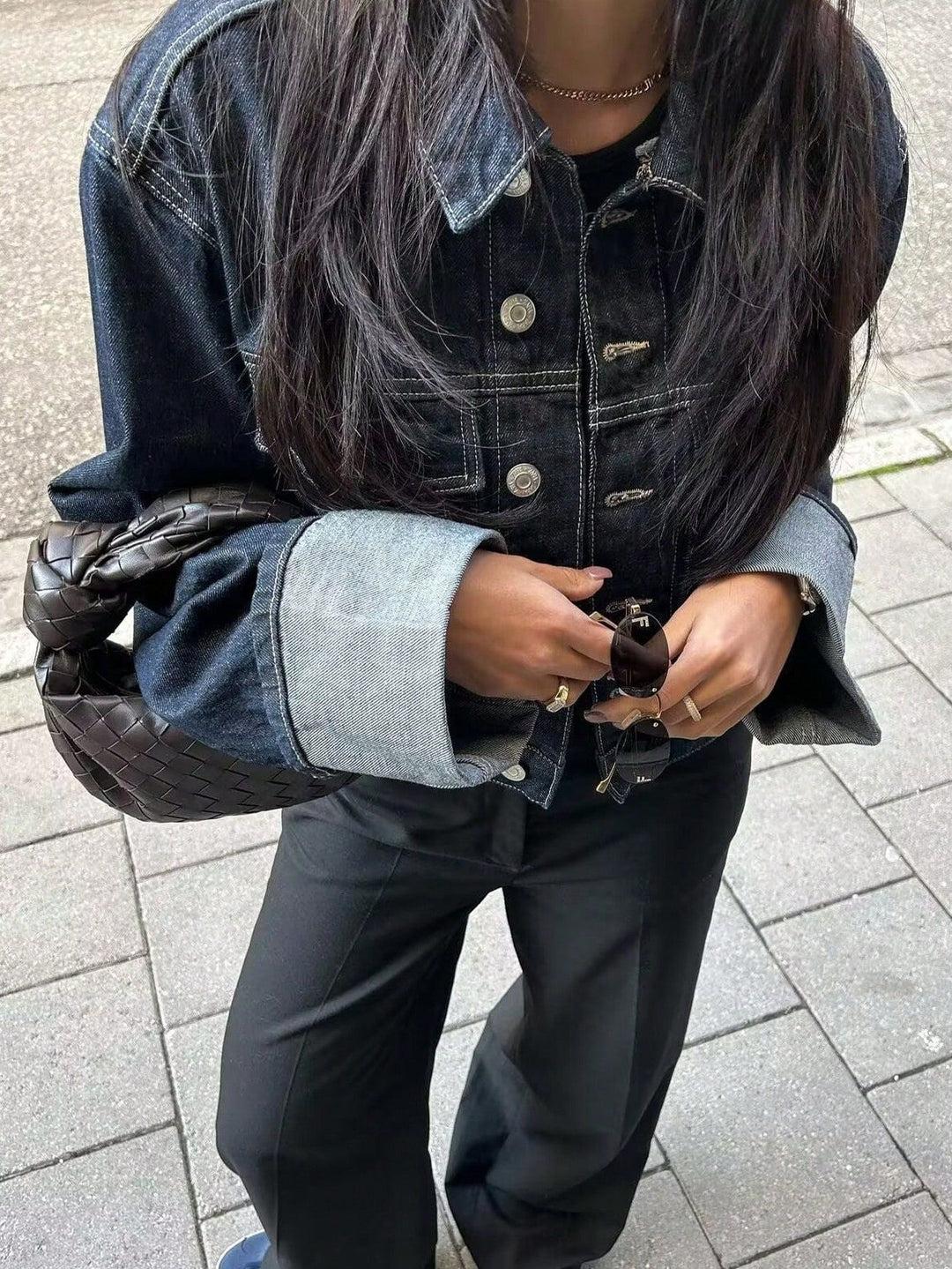 Lucy | Cropped Denim Button-Up Jacket