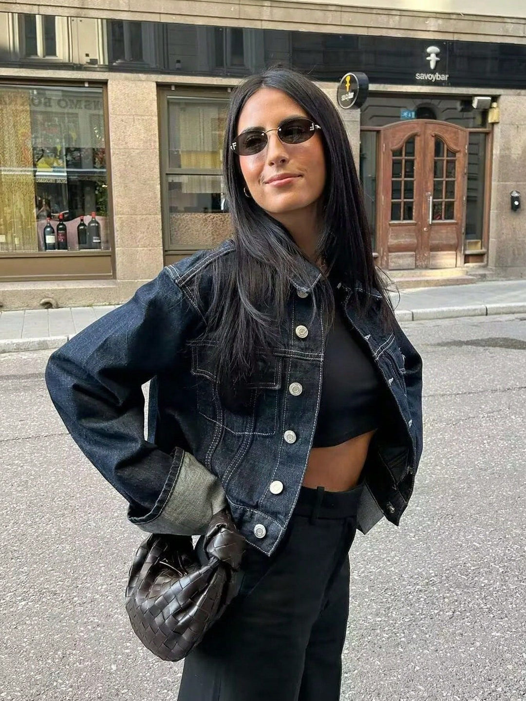 Lucy | Cropped Denim Button-Up Jacket