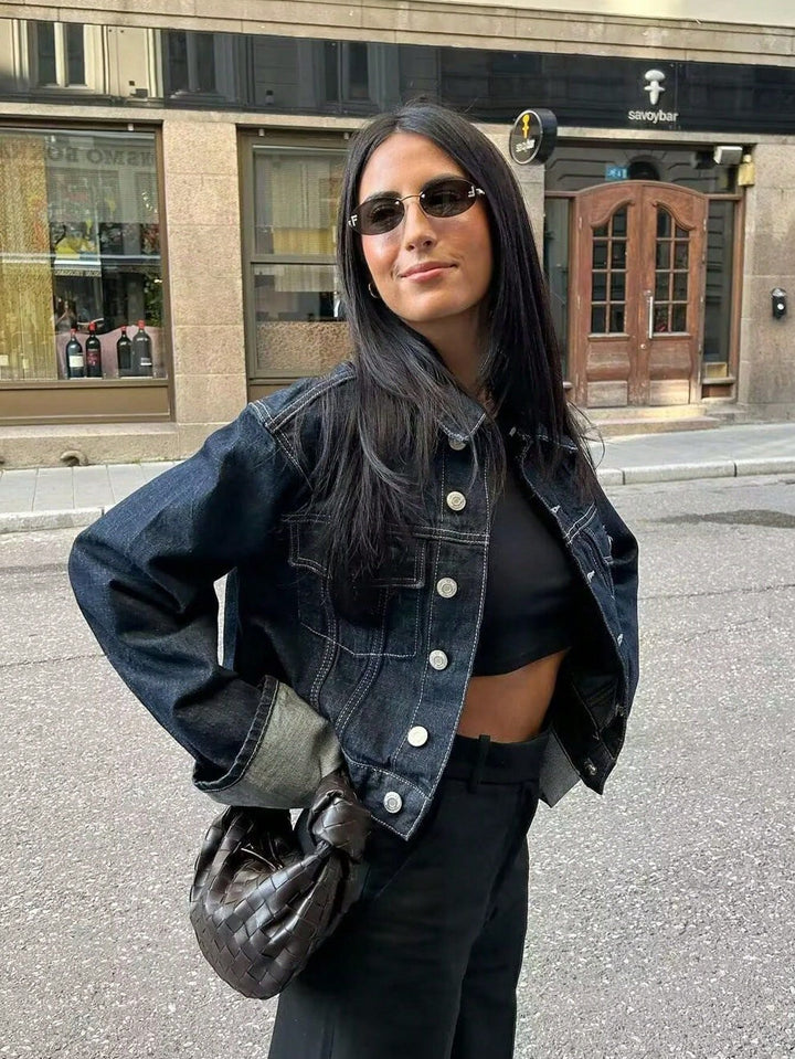 Lucy | Cropped Denim Button-Up Jacket