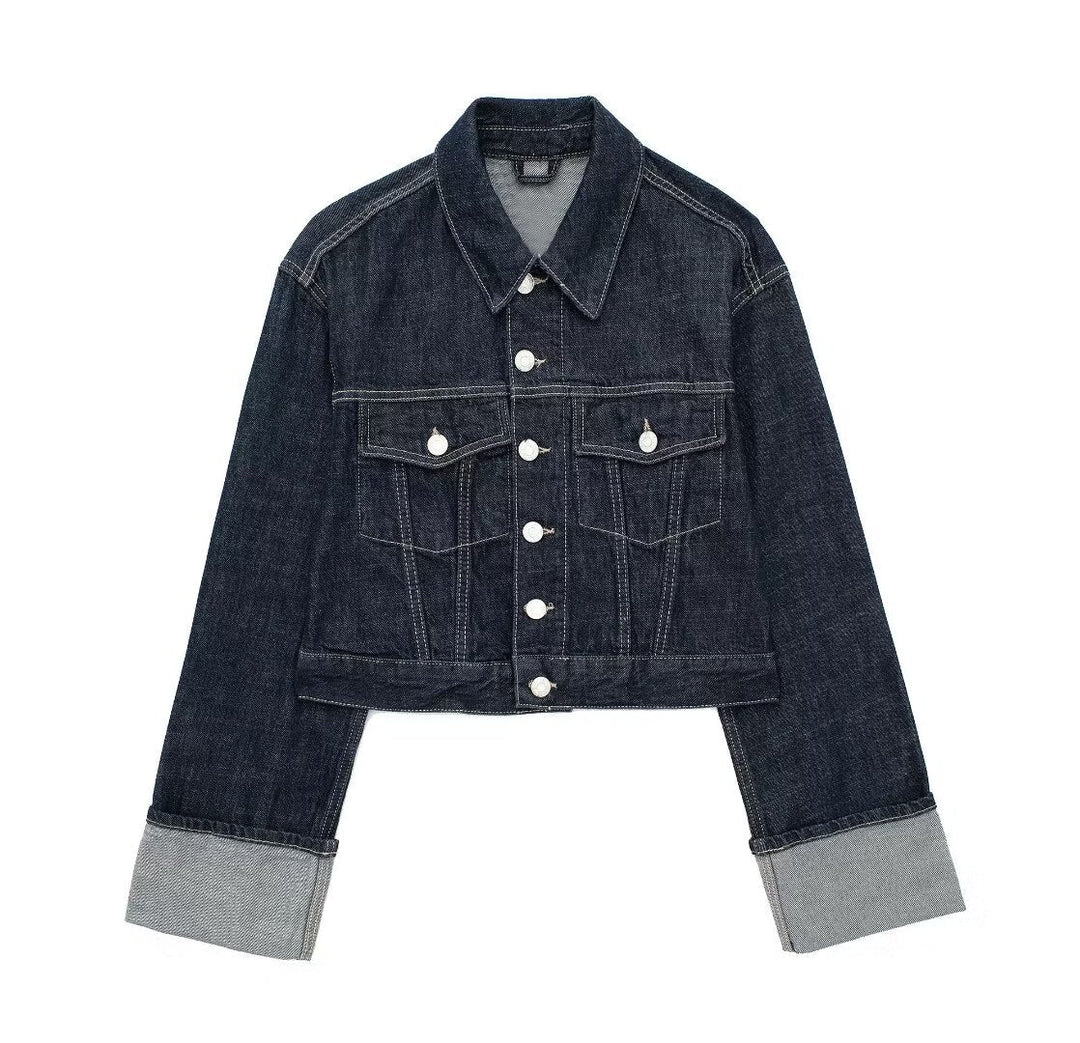 Lucy | Cropped Denim Button-Up Jacket