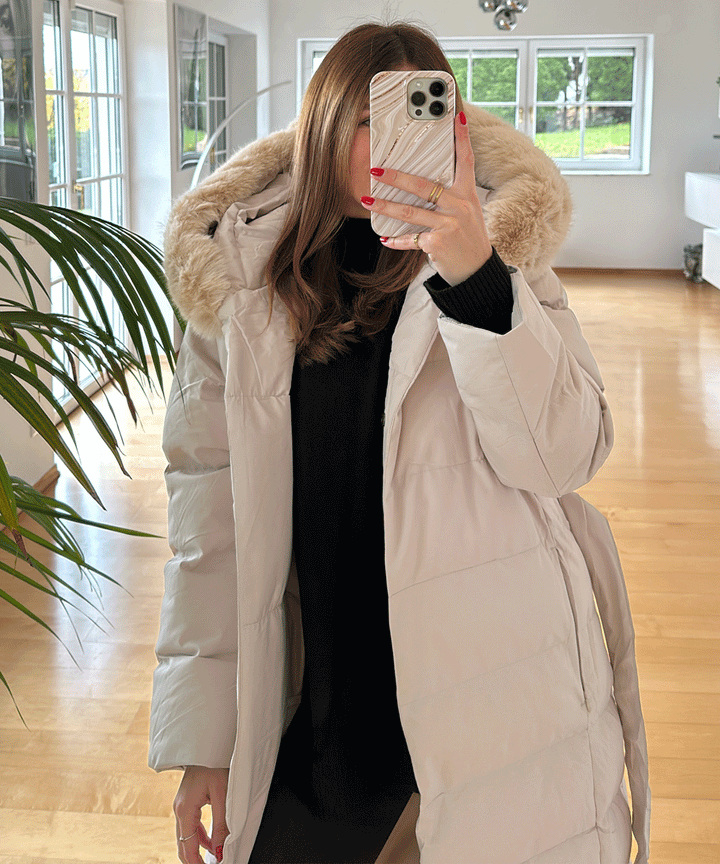 Annabelle | Women's Beige Winter Jacket Parka