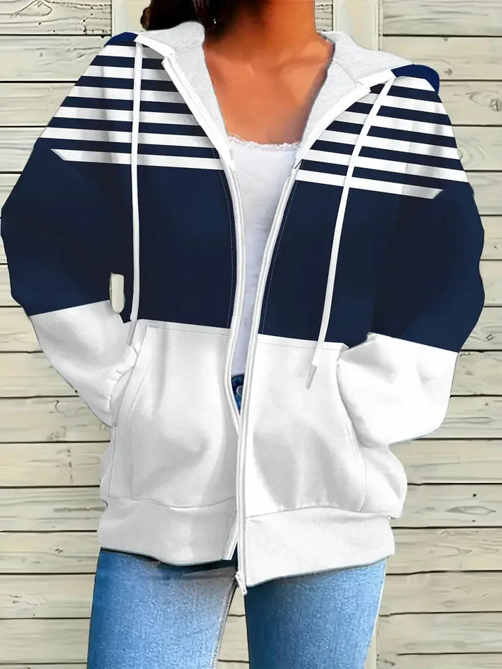 Lydia | Striped Women's Hooded Winter Sweater