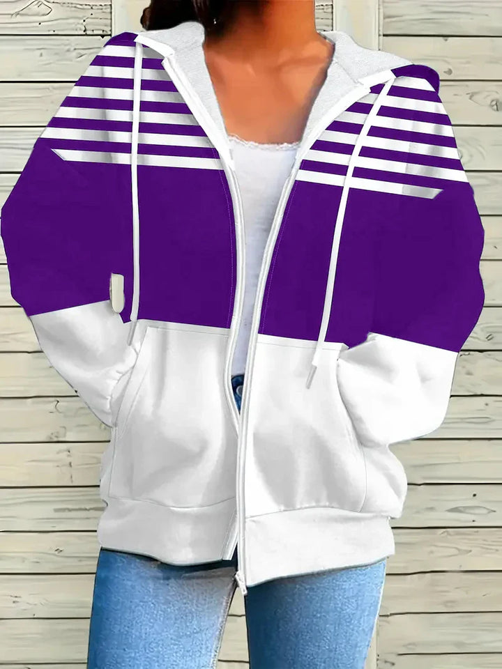 Lydia | Striped Women's Hooded Winter Sweater