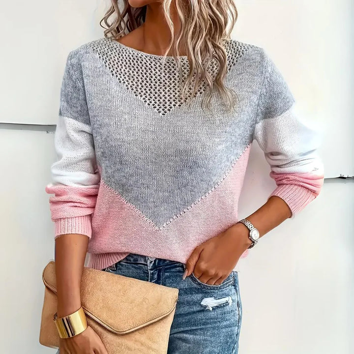 Poppy | Women's V-Neck Contrast Knit Sweater