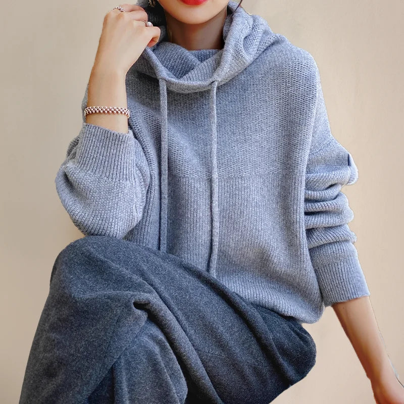Felicity | Women's Sweater with Cowl Neck and Drawstrings