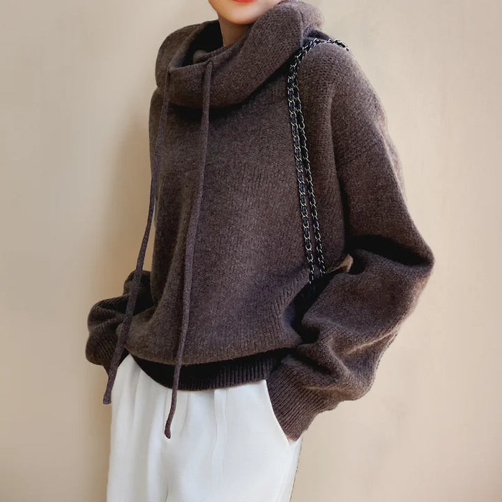 Felicity | Women's Sweater with Cowl Neck and Drawstrings