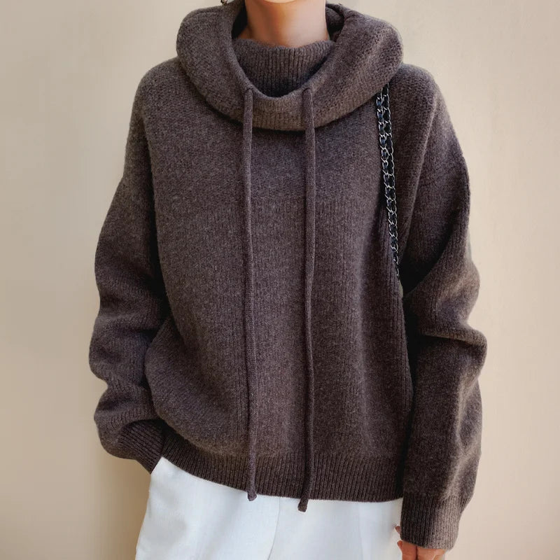 Felicity | Women's Sweater with Cowl Neck and Drawstrings