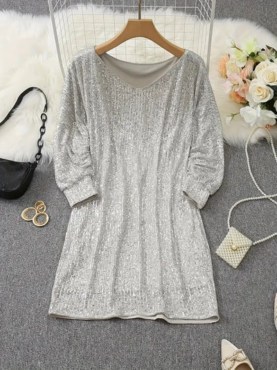 Isla - Contrast Sequin Dress