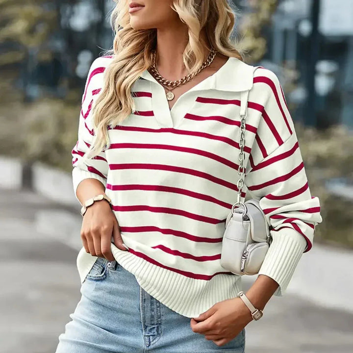 Maisie | Winter-Ready Striped Sweater with Collar