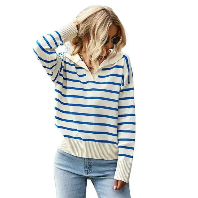 Maisie | Winter-Ready Striped Sweater with Collar