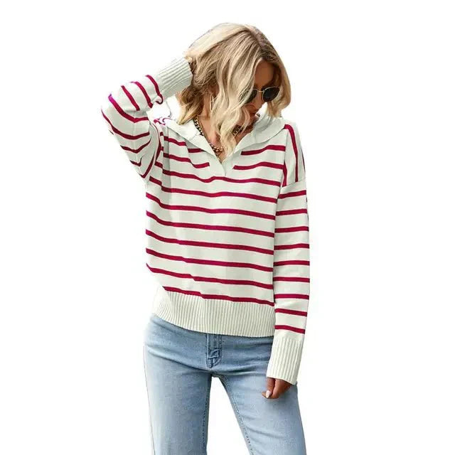 Maisie | Winter-Ready Striped Sweater with Collar