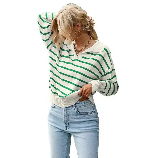 Maisie | Winter-Ready Striped Sweater with Collar