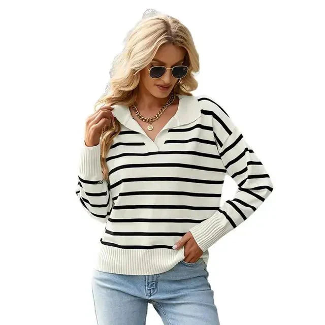 Maisie | Winter-Ready Striped Sweater with Collar
