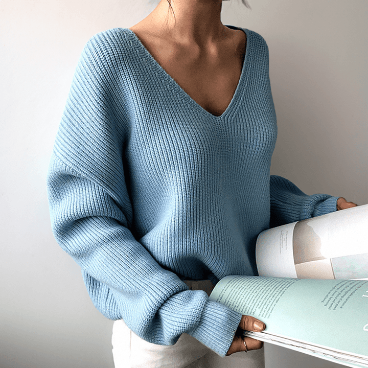 Poppy | Cozy V-Neck Knit Sweater for Winter