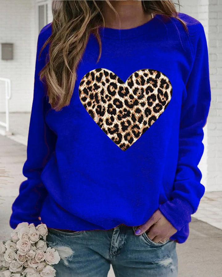 Lottie | Winter Leopard Heart Print Women's Sweatshirt