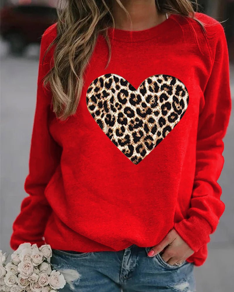 Lottie | Winter Leopard Heart Print Women's Sweatshirt